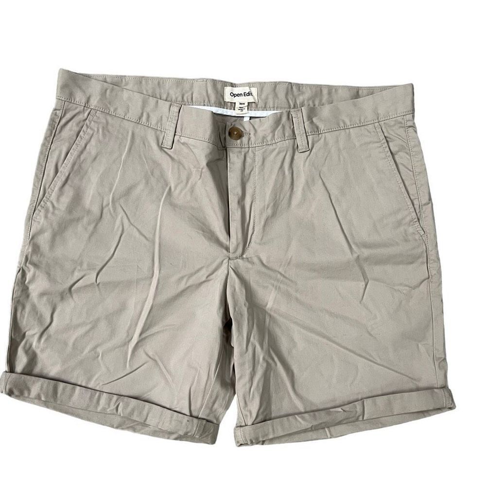 Open Edit beige cotton stretch men’s shorts size 36W NWOT